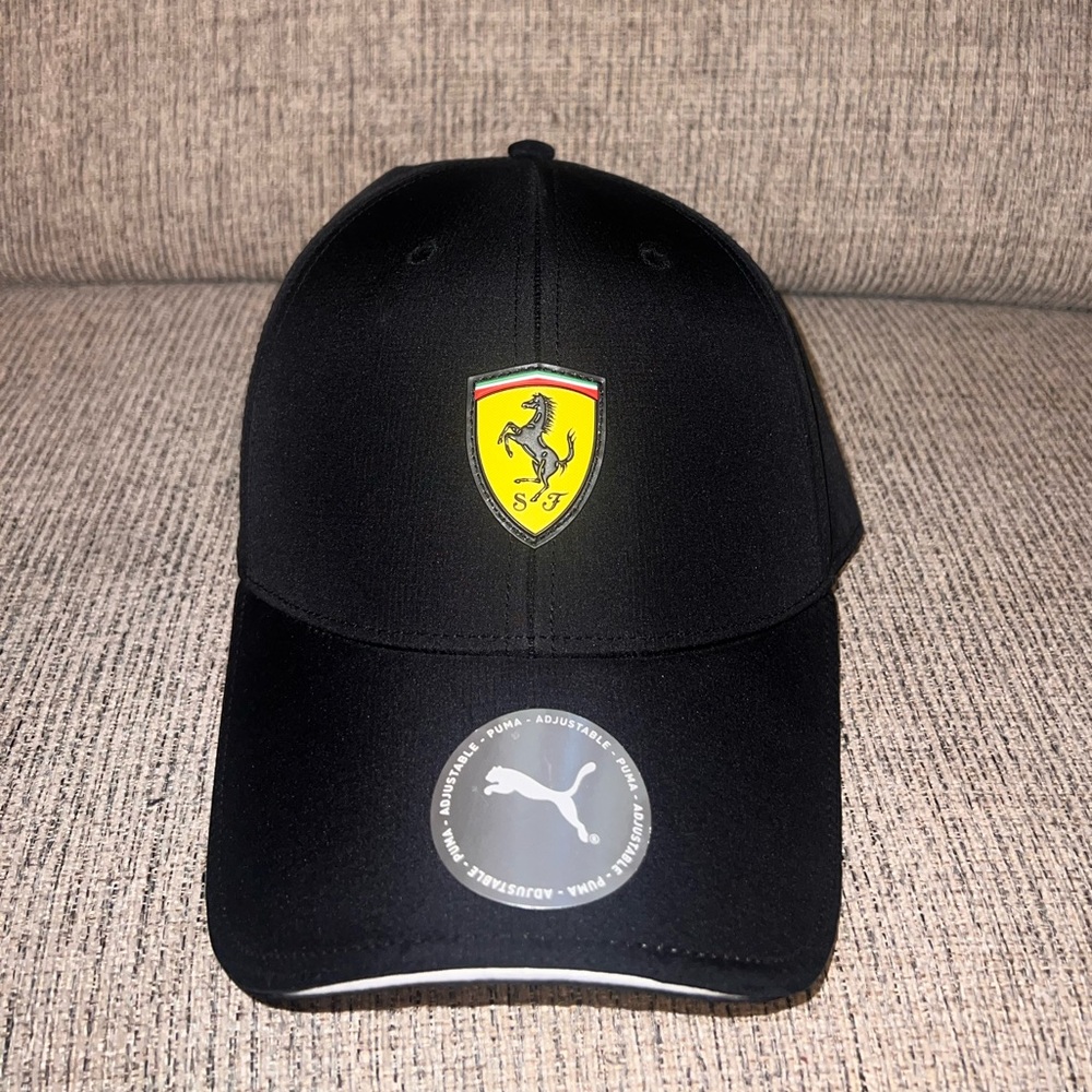 Puma Black Baseball Cap with Yellow Ferrari Shield